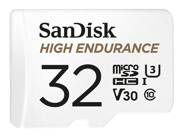 SanDisk High Endurance - Flash memory card (microSDHC to SD adapter included) - 32 GB - Video Class V30 / UHS-I U3 / Class10 - microSDHC UHS-I