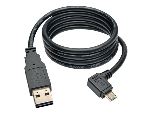 Tripp Lite 3ft USB Charging Cable Reversible A to Right Angle 5Pin Micro B 3' - charge-only cable - 91 cm