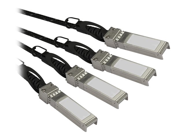 Startech MSA Uncoded Compatible 3m 40G QSFP+ to 4x SFP+ Direct Attach Breakout Cable Twinax, 40GbE QSFP+ to 4x SFP+ Copper DAC 40 Gbps Low Power Passive Transceiver Module DAC Cable - Lifetime Warranty (QSFP4SFPPC3M) - Breakout cable - QSFP+ latched to SF