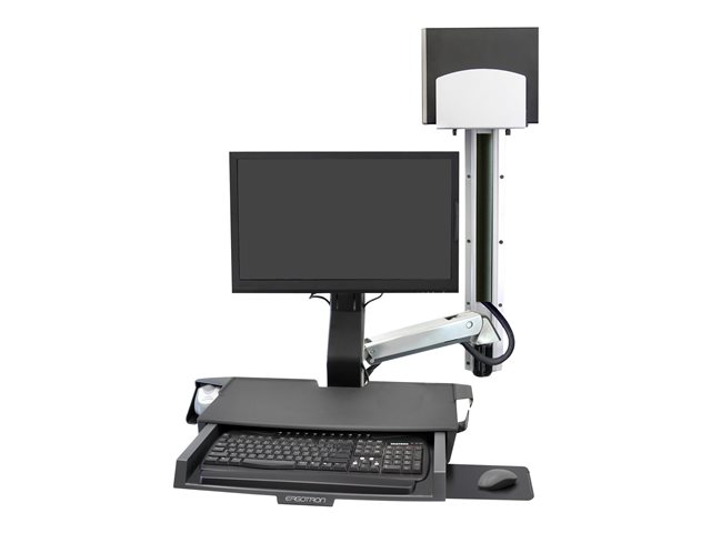 Ergotron SV Combo System with Worksurface & Pan, Medium CPU Holder mounting kit - Lift and Pivot - for LCD display / keyboard / mouse / barcode scanner / CPU - polished aluminium