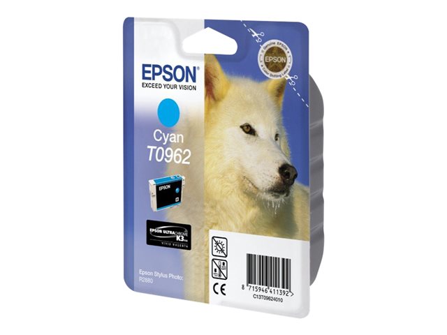 Epson Ink Cartridges, T0962, Husky, Singlepack Cyan