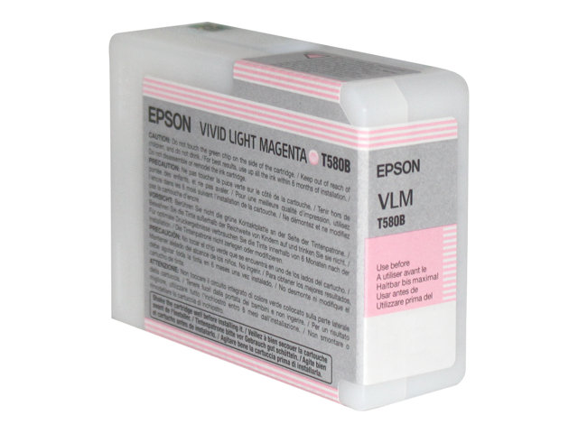 Epson Ink Cartridges, T580B00, Singlepack, 1 x 80.0 ml Vivid Light Magenta