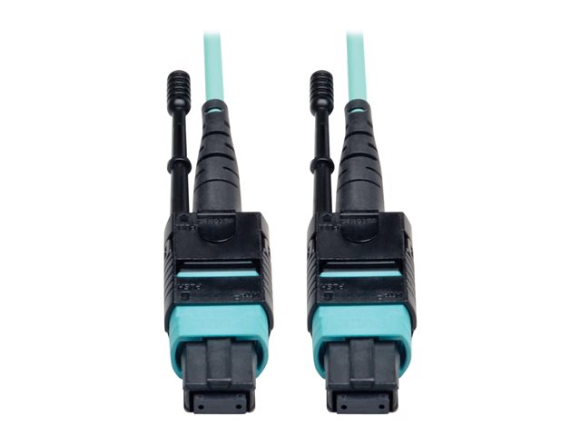 Eaton Tripp Lite Series MTP/MPO Patch Cable with Push/Pull Tabs, 12 Fiber, 40GbE, 40GBASE-SR4, OM3 Plenum-Rated - Aqua, 1M (3 ft.) - patch cable - 1 m - aqua