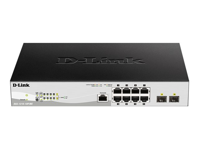 D-Link DGS 1210-10P/ME - Switch - Managed - 8 x 10/100/1000 (PoE) + 2 x Gigabit SFP - rack-mountable - PoE (78 W)