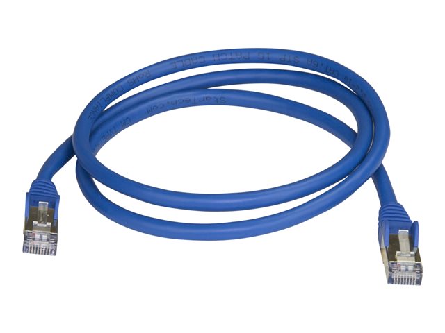 StarTech.com 1m CAT6A Ethernet Cable, 10 Gigabit Shielded Snagless RJ45 100W PoE Patch Cord, CAT 6A 10GbE STP Network Cable w/Strain Relief, Blue, Fluke Tested/UL Certified Wiring/TIA - Category 6A - 26AWG (6ASPAT1MBL) - patch cable - 1 m - blue
