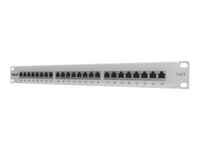 CAT6 PATCH PANEL 24-PORT FTP- 1U SHIELD 90/DEG TOP/PUN DWN GR