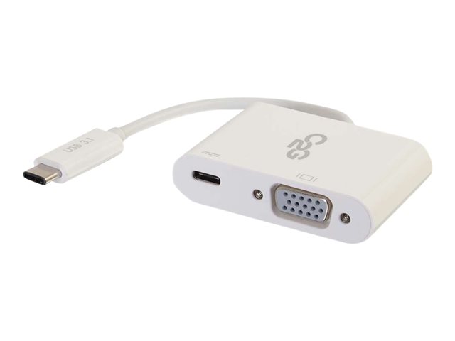 C2G USB C to VGA Video Adapter w/ Power Delivery - USB Type C to VGA White - external video adapter - white