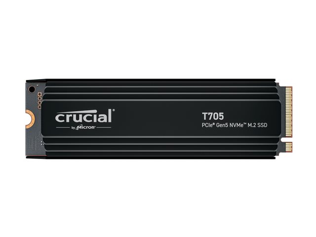 Crucial T705 - SSD - encrypted - 1 TB - internal - M.2 2280 - PCI Express 5.0 (NVMe) - TCG Opal Encryption 2.01 - integrated heatsink