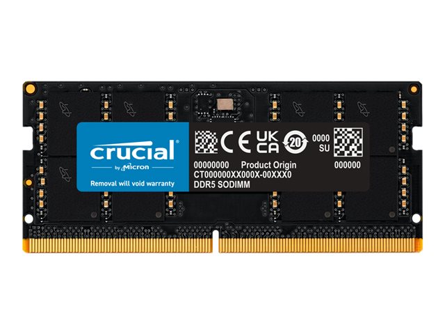 Crucial - DDR5 - module - 32 GB - SO-DIMM 262-pin - 4800 MT/s / PC5-38400 - CL40 - 1.1 V - unbuffered - non-ECC