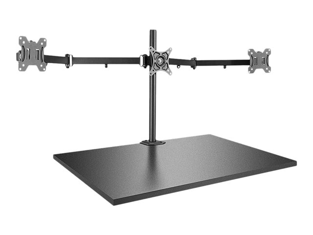 Lindy Triple Display Bracket w/ Pole & Desk Clamp - mounting kit - adjustable arm - for 3 monitors - black
