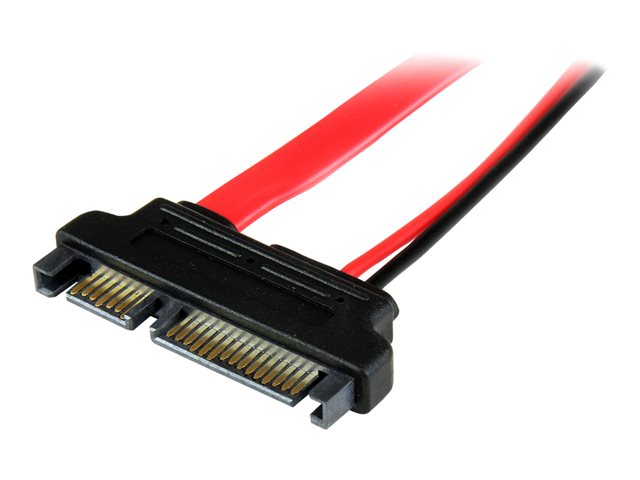 StarTech 6in Slimline SATA to SATA Adapter with Power - Slim SATA (F) to SATA (M) - Slimline Serial ATA to SATA (SLSATAADAP6) - SATA adapter - Serial ATA 150/300/600 - Slimline SATA (F) to SATA combo (M) - red