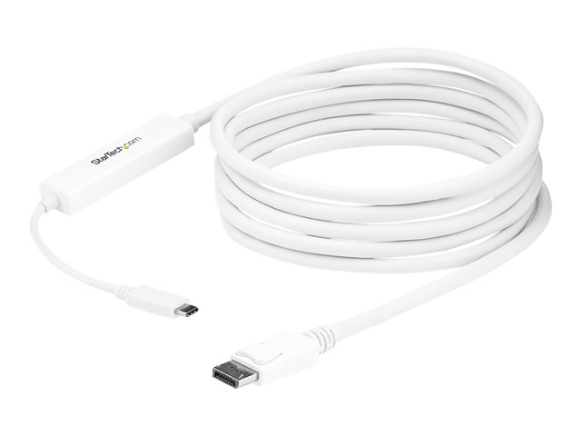 StarTech 9.8ft/3m USB C to DisplayPort 1.2 Cable 4K 60Hz, USB-C to DisplayPort Adapter Cable HBR2, USB Type-C DP Alt Mode to DP Monitor Video Cable, Compatible w/ Thunderbolt 3, White - USB-C Male to DP Male (CDP2DPMM3MW) - External video adapter - STM32F