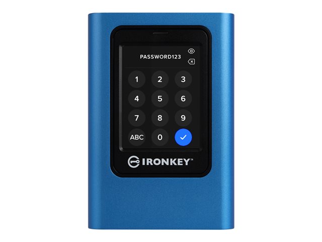 Kingston IronKey Vault Privacy 80 - SSD - encrypted - 7.68 TB - external (portable) - USB 3.2 Gen 1 (USB-C connector) - 256-bit AES-XTS, FIPS 197 - TAA Compliant