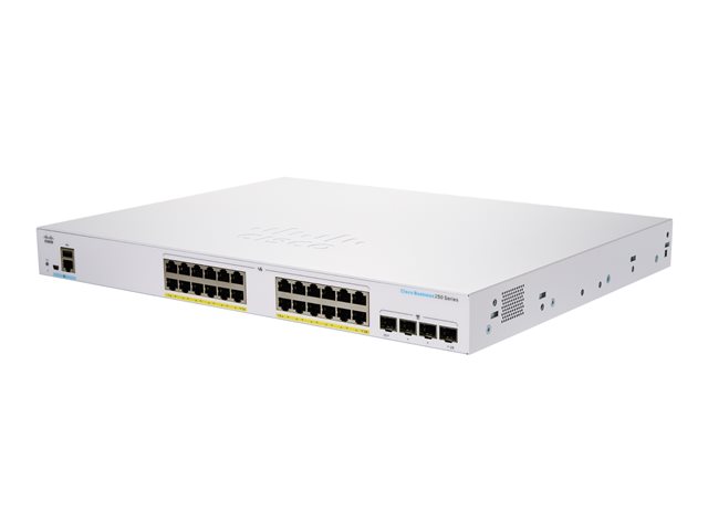 Cisco Business 250 Series CBS250-24FP-4G - Switch - L3 - smart - 24 x 10/100/1000 (PoE+) + 4 x Gigabit SFP - rack-mountable - PoE+ (370 W)