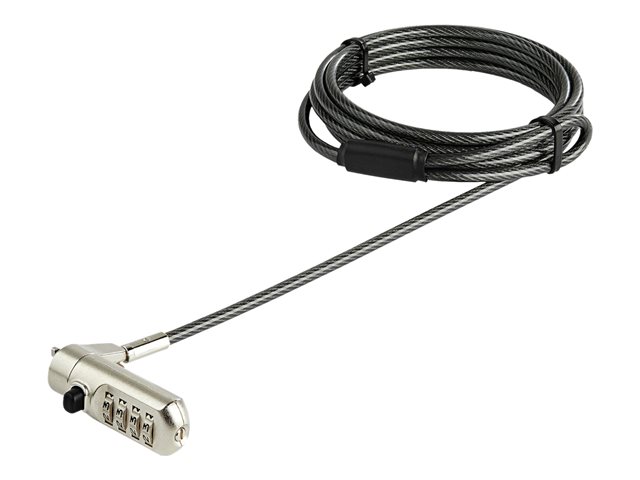 Startech 6.5' (2m) Laptop Cable Lock, Nano Slot Compatible 4 Digit Combination Security Cable Lock, Serialized Anti-Theft Vinyl Coated Steel Cable Lock for Nano Slot Computer/Device - Nano Slot Laptop Lock (LTLOCKNANO) - Compatible with Kensington - secur