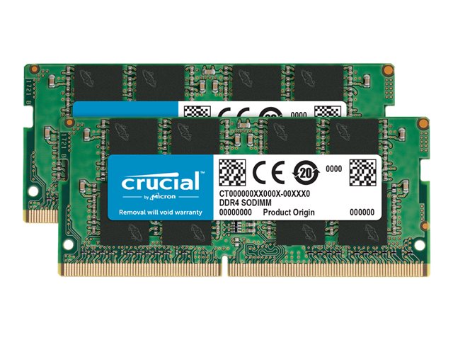 Crucial - DDR4 - kit - 16 GB: 2 x 8 GB - SO-DIMM 260-pin - 3200 MHz / PC4-25600 - CL22 - 1.2 V - unbuffered - non-ECC