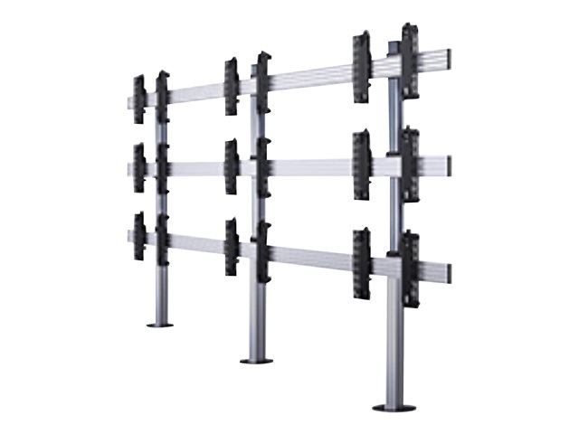 B-TECH System X BT8372 stand - bolt-down - for 3x3 video wall - black with silver column