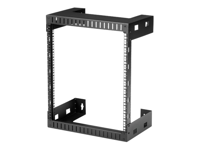 Startech 12U 19" Wall Mount Network Rack - 12" Deep 2 Post Open Frame Server Room Rack for Data/AV/IT/Computer Equipment/Patch Panel with Cage Nuts & Screws 200lb Capacity, Black (RK12WALLO) - Rack - wall mountable - black - 12U - 12"