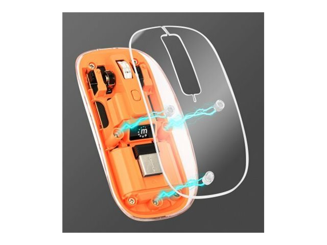 TRANSPARENT/ORANG WIRELES MOUSE 2.4GHZ BLACK USB-A 1200DPI