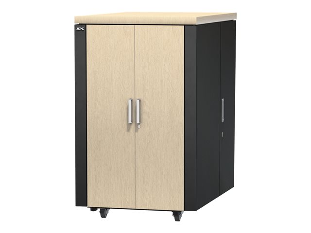 APC NetShelter CX Secure Soundproof Server Room in a Box Enclosure - Shock Packaging - Rack cabinet - with power distribution unit - grey, oak - 24U - 19"
