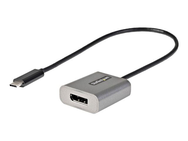StarTech.com USB C to DisplayPort Adapter, 8K/4K 60Hz USB-C to DisplayPort 1.4 Adapter Dongle, USB Type-C to DP Monitor Video Converter, Thunderbolt 3 Compatible, w/12" Long Attached Cable - HBR3, DSC, DP Alt Mode (CDP2DPEC) - video adapter - USB-C to Dis