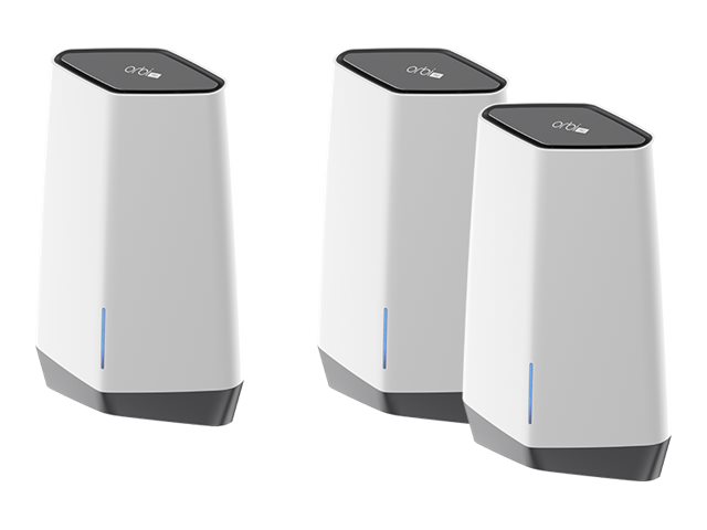 NETGEAR Orbi Pro SXK80B3 - Wi-Fi system (router, 2 extenders) - up to 6,458 sq.ft - mesh - 1GbE, 2.5GbE - Wi-Fi 6 - Tri-Band - wall-mountable, ceiling-mountable
