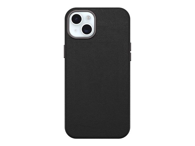 OtterBox Symmetry Series - Back cover for mobile phone - MagSafe compatibility - cactus leather, polyurethane - noir ash (black) - for Apple iPhone 15 Plus