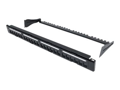 Intellinet Patch Panel, Blank, 1U, 24-Port, Black - patch panel - 1U