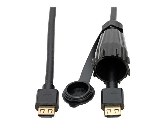 Eaton Tripp Lite Series High-Speed HDMI Cable (M/M) - 4K 60 Hz, HDR, Industrial, IP68, Hooded Connector, Black, 12 ft. - HDMI extension cable with Ethernet - 3.7 m