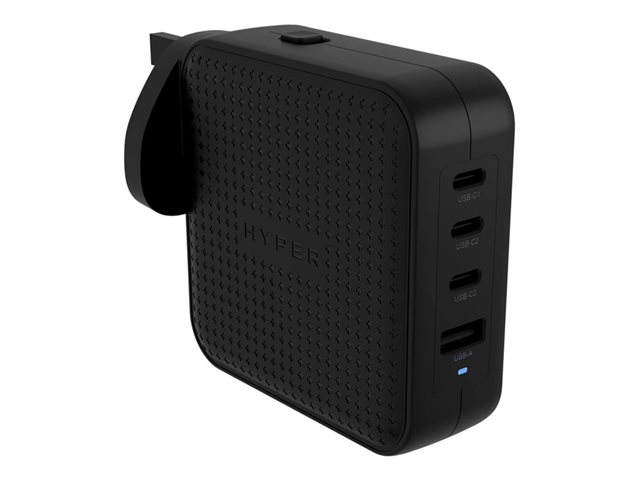Targus HyperJuice - Power adapter - GaN - 100 Wh - QC 3.0, Power Delivery 3.0 + PPS - 4 output connectors (USB, 3 x USB-C) - black