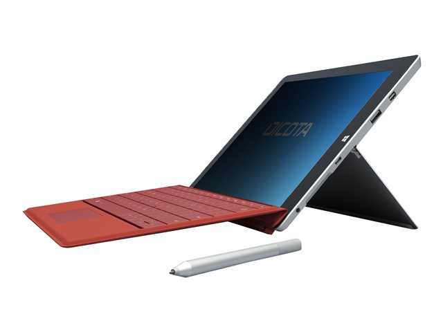 DICOTA Secret 2-Way Privacy Filter for Microsoft Surface 3. With this installed, the view directly in front is unaffected but it prevents unwanted eyes from seeing what you see. This model is a 2-way version which protects from most typical situations (le