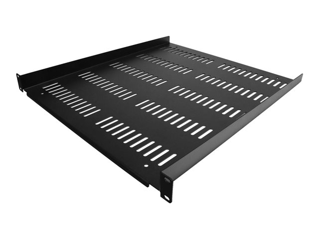 Startech 1U Vented Server Rack Cabinet Shelf, 20in Deep Fixed Cantilever Tray, Rackmount Shelf for 19" AV/Data/Network Equipment Enclosure w/ Cage Nuts & Screws, 55lbs Weight Capacity - 1U Network Rack Shelf - Rack shelf - black - 1U - 19"