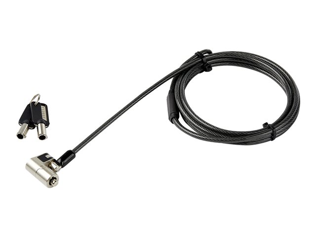 StarTech.com 6.5' (2m) 3-in-1 Universal Laptop Cable Lock, Keyed Laptop/Desktop Security Cable Lock Compatible w/ K-Slot, Nano & Wedge Slot Computer, Anti-Theft Steel Cable Lock w/ Keys - Universal Laptop Lock - security cable lock - TAA Compliant