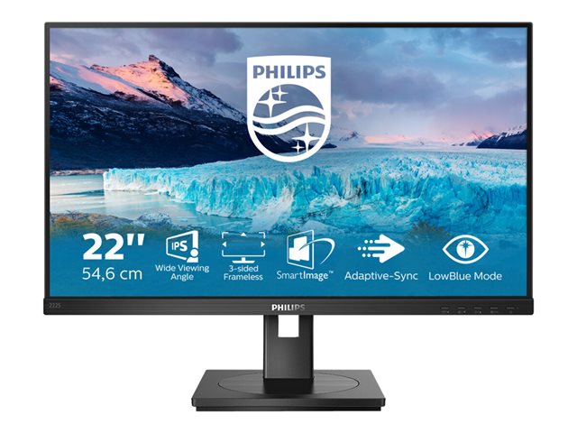 Philips S-line 222S1AE - LED monitor - 22" - 1920 x 1080 Full HD (1080p) @ 75 Hz - IPS - 250 cd/m² - 1000:1 - 4 ms - HDMI, DVI-D, VGA, DisplayPort - speakers - textured black