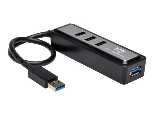 Eaton Tripp Lite series Portable 4-Port USB 3.0 SuperSpeed Mini Hub with Built In Cable - Hub - 4 x SuperSpeed USB 3.0 - desktop