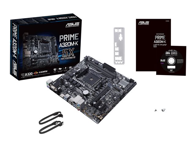ASUS PRIME A320M-K - Motherboard - micro ATX - Socket AM4 - AMD A320 Chipset - USB 3.0 - Gigabit LAN - onboard graphics (CPU required) - HD Audio (8-channel)