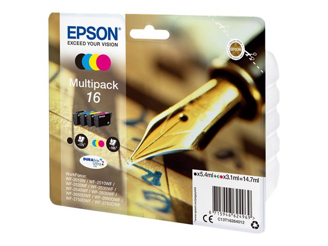 Epson 16 Multipack - 4-pack - black, yellow, cyan, magenta - original - ink cartridge
