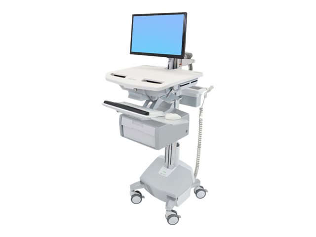 Ergotron StyleView Cart with LCD Arm, LiFe Powered, 1 Tall Drawer - Cart - open architecture - for LCD display / PC equipment - lockable - aluminium, zinc-plated steel, high-grade plastic - screen size: up to 24" - 40 Ah - lithium - TAA Compliant