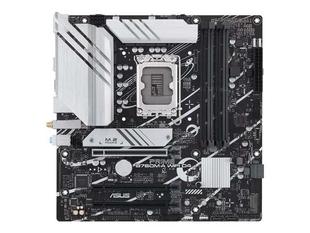 ASUS PRIME B760M-A WIFI D4 - Motherboard - micro ATX - LGA1700 Socket - B760 Chipset - USB 3.2 Gen 2, USB 3.2 Gen 1, USB-C 3.2 Gen 1 - 2.5 Gigabit LAN, Wi-Fi 6, Bluetooth - onboard graphics (CPU required) - HD Audio (8-channel)