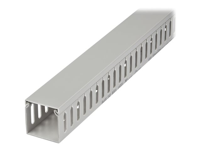 Startech Open Slot Cable Management Raceway with Cover, 2"(50mm)W x 2"(50mm)H, 6.5ft(2m) length, 1/4"(8mm) Slots, PVC Network Cable Hider/Wall Wire Duct, Max 80 Cables, UL Listed - UL94 V0, M1 Fire Rated - Cable raceway - 2 m - grey - TAA Compliant