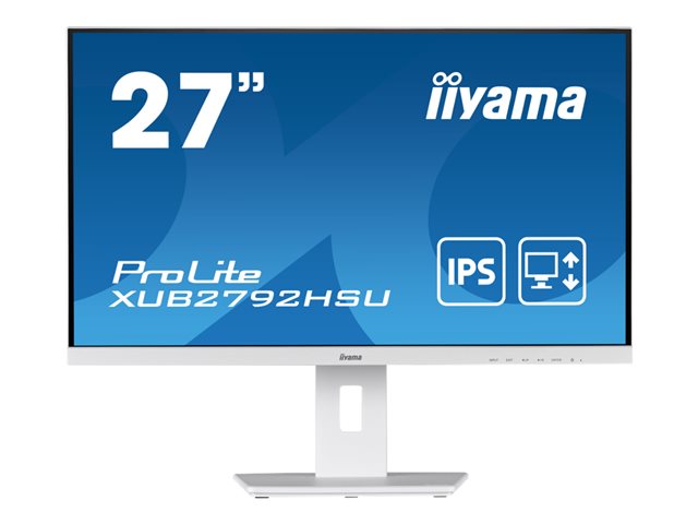 iiyama ProLite XUB2792HSU-W5 - LED monitor - 27" - 1920 x 1080 Full HD (1080p) @ 75 Hz - IPS - 250 cd/mï¿½ - 1000:1 - 4 ms - HDMI, VGA, DisplayPort - speakers - matt white