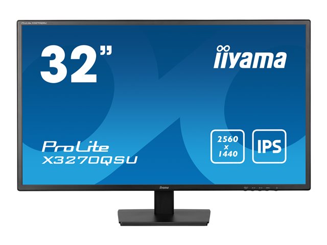 iiyama ProLite X3270QSU-B1 - LED monitor - 32" (31.5" viewable) - 2560 x 1440 WQHD @ 100 Hz - IPS - 250 cd/m² - 1200:1 - 3 ms - 2xHDMI, DisplayPort - speakers - matte black