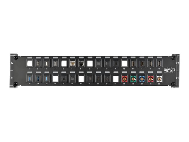 Tripp Lite 32-Port 2U Rack-Mount Unshielded Blank Keystone/Multimedia Patch Panel, RJ45 Ethernet, USB, HDMI, Cat5e/6 - patch panel - 2U - 19"