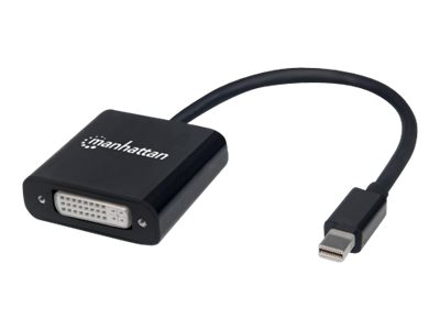Manhattan Mini DisplayPort 1.1a to DVI-I Dual-Link Adapter Cable (Clearance Pricing), 1080p@60Hz, 19.5cm, Black, Male to Female, Compatible with DVD-D, Lifetime Warranty, Polybag - video adapter - Mini DisplayPort to DVI-I