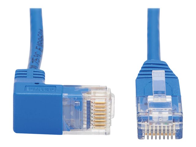 Tripp Lite Down-Angle Cat6 Gigabit Molded Slim UTP Ethernet Cable (RJ45 Right-Angle Down M to RJ45 M), Blue, 3 ft. - patch cable - 91.4 cm - blue