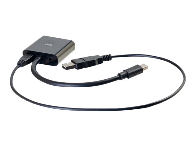 C2G 8in Mini DisplayPort Male to VGA + Audio Female Active Adapter Converter - Black - video converter - black