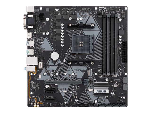 ASUS PRIME B450M-A - Motherboard - micro ATX - Socket AM4 - AMD B450 - USB 3.1 Gen 1, USB 3.1 Gen 2 - Gigabit LAN - onboard graphics (CPU required) - HD Audio (8-channel)