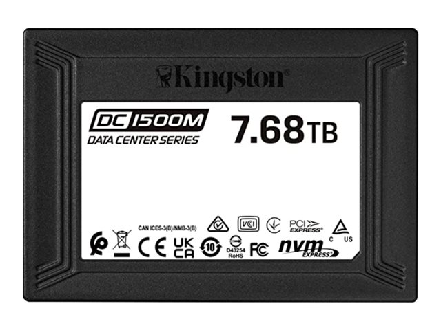 Kingston Data Center DC1500M - SSD - 7.68 TB - internal - 2.5" - U.2 PCIe 3.0 x4 (NVMe)