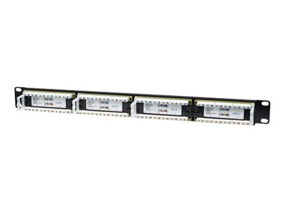 Intellinet Patch Panel, Cat6, UTP, 24-Port, 1U, Black - patch panel - 1U - 19"