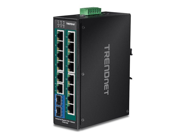 TRENDnet TI-PG162 - Industrial - switch - 16 ports - unmanaged - TAA Compliant